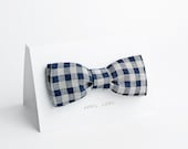Plaid bow tie, blue and grey - double sided