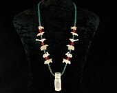 Turquoise Necklace - Native American Jewelry - Zuni Maiden Pendant - Fetish Necklace - Indian Jewelry - Shaman - Tribal - Ethnic Beadwork