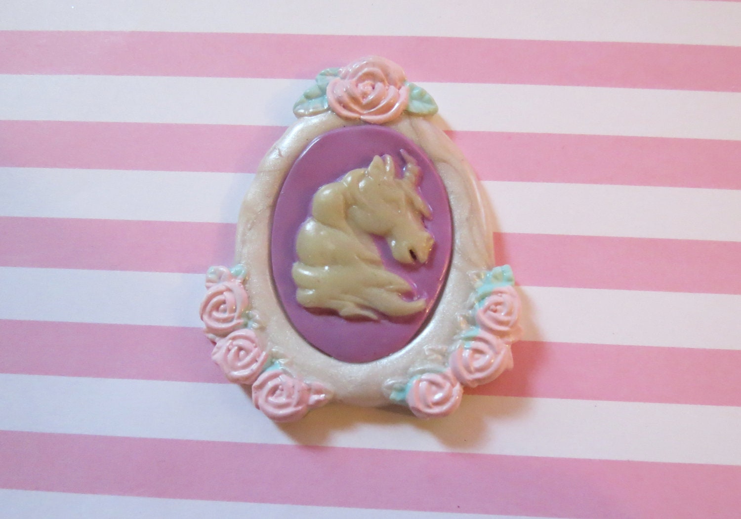 Unicorn Cameo Pendant OR Brooch (glow in the dark)