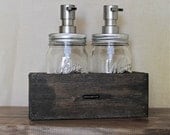 Industrial Home Soap and Lotion Dispenser Combo Set - Two 16 ounce dispenser jars