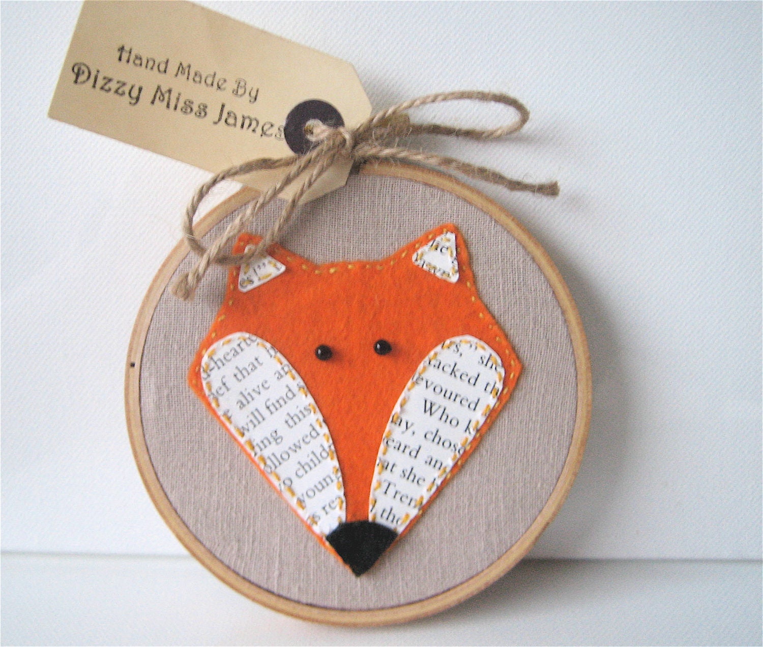Mr Fox Hand Stitched Embroidery Hoop Wall Art