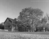 Black and White Photography, landscape photograph, country farm barn, black white grey, fine photography print, 8x10 Photograph