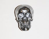 The Nedwhin - Small Chrome Faux Human Head -  Resin Skeleton - Sugar Skull Like