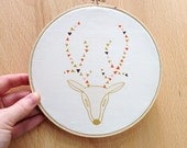 Limited Edition 6 inch Hoop Art deer with geometric triangle tribal antlers nursery and home decor gifts for women stocking stuffer under 20