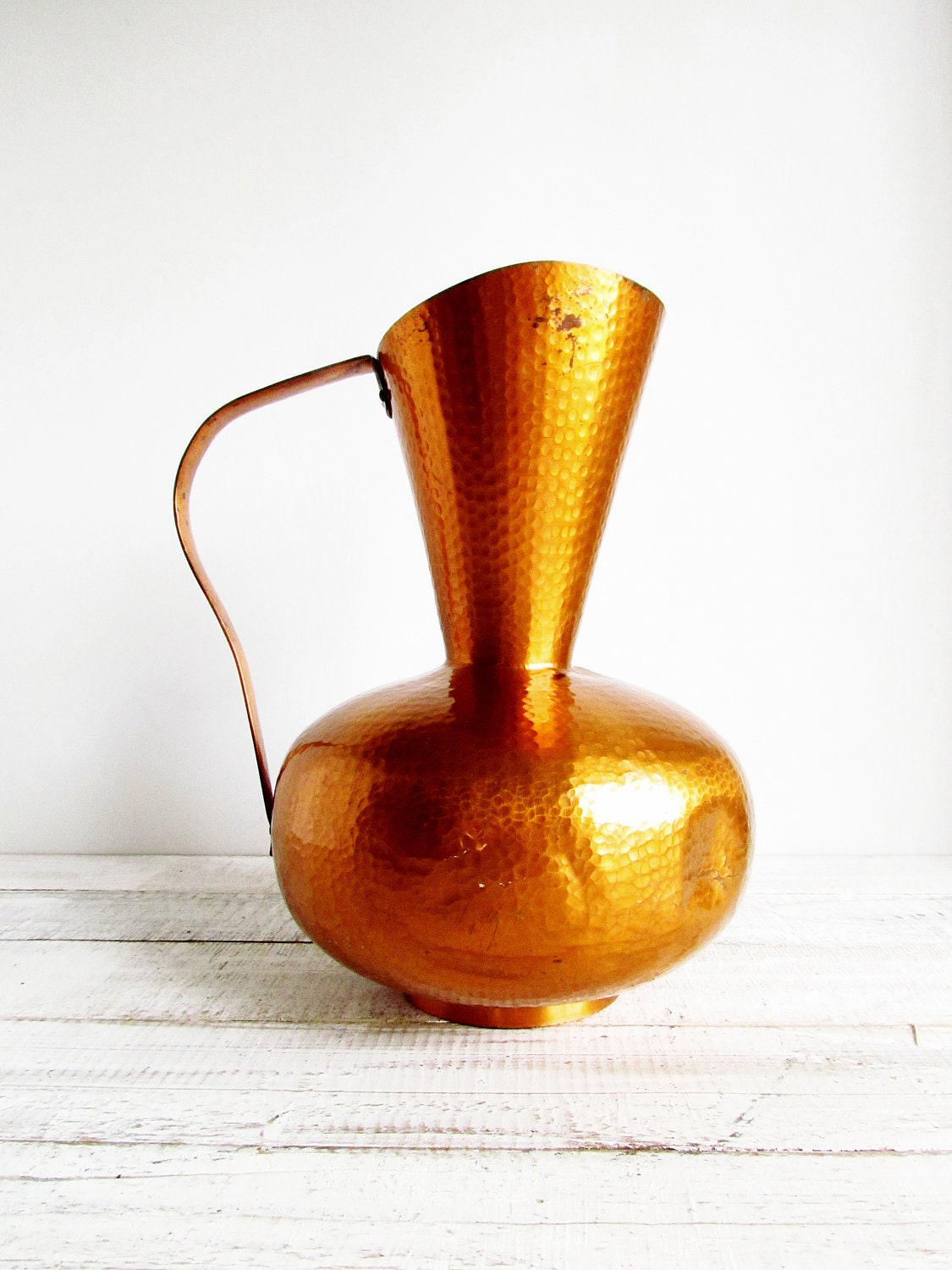 Vintage Hand Hammered Copper Pitcher with Handle - Made in Germany