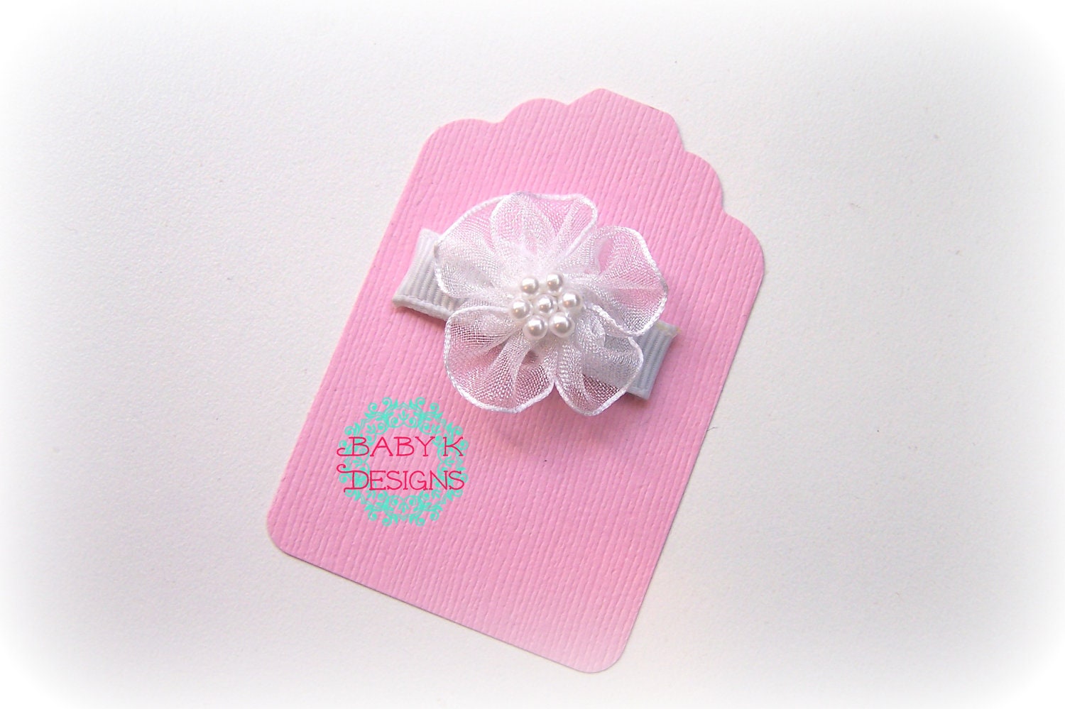 Pure White Baby Bow/ Baby Snap Clips / Itty Bitty Clips / Infant Clips / Toddler Girls Bows / No Slip Hair Clip / Flower Clip