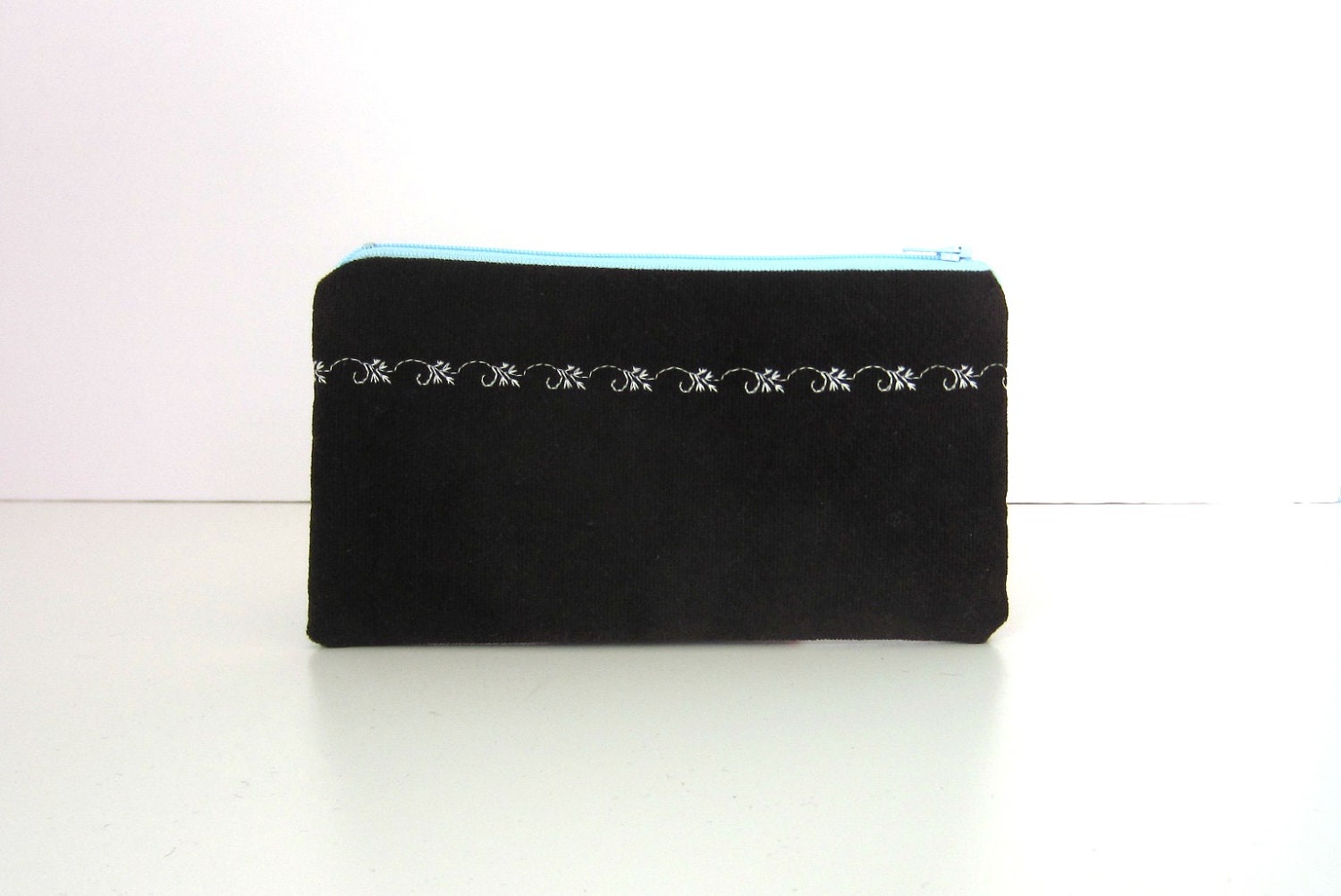 Chocolate Brown Wallet - Zipper Pouch - Corduroy Clutch