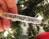 Antique Sterling Silver Needle Case Necklace w/ Horse Detail, Downton Abbey