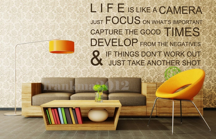 22"x40" (Medium) - Life is Like a Camera - Wall Stickers Wall Decals Wall Quotes Vinyl Mural Poster