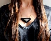SALE geometric necklace, black and gray triangle pendant, OOAK