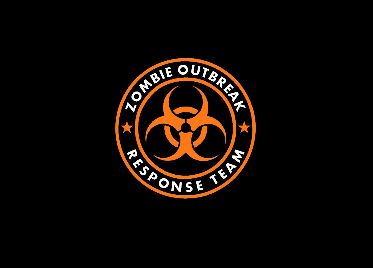 Zombie Outbreak Response Team - Orange & White Vinyl Decal - Car Sticker / Decal - Macbook, PS3, Xbox360 -