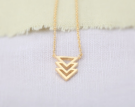 Triangles Necklace - Gold // N071-GD // Triangles Necklace,pendant necklaces,trendy necklaces,cool necklaces,fashion necklaces