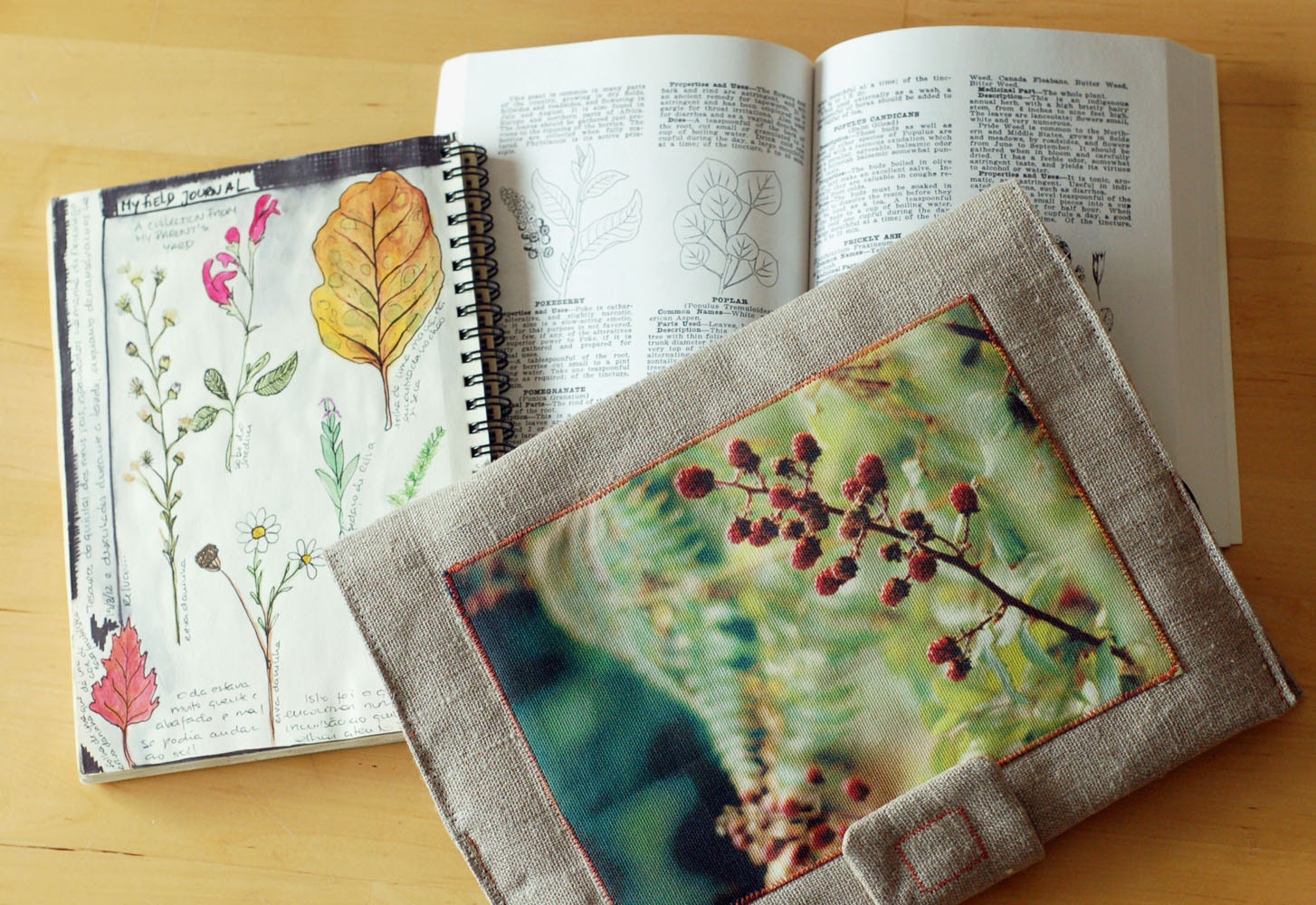 Blackberries - Book / gadget natural linen case with photo