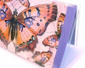Checkbook Cover - Lovely Butterflies - orange pink and lavender butterfly print check book cover - women's accessory