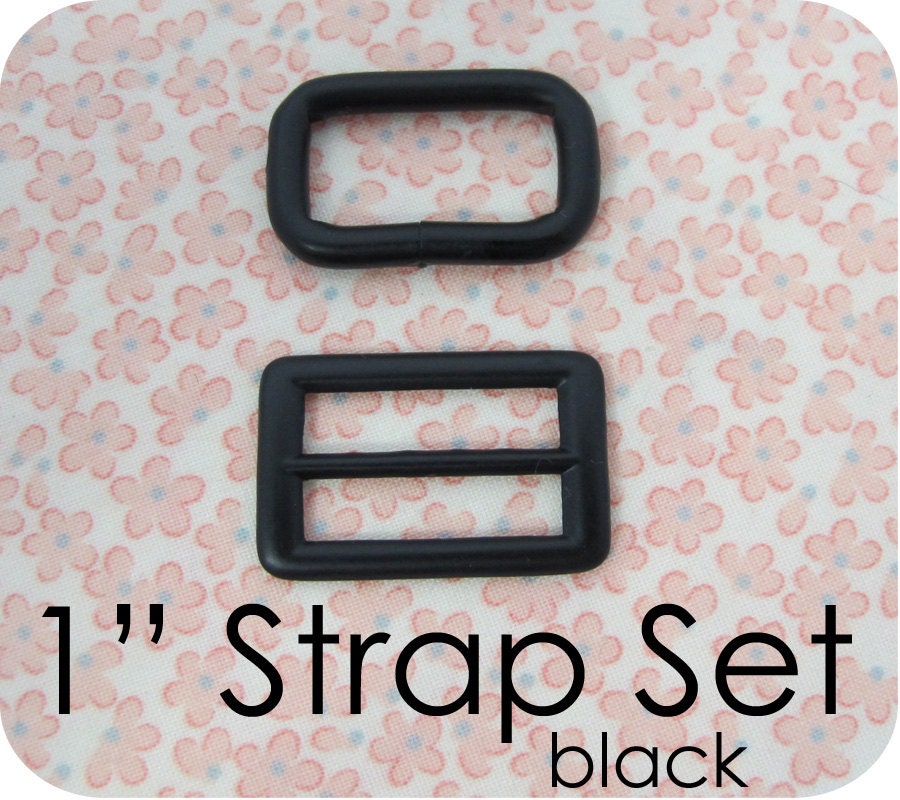 1 Inch Slide and Rectangle Ring - Black Plated