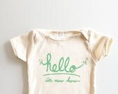 Funny text baby onesie - Hello I'm New Here (3-6 mo)