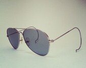 Vintage WIRE AVIATOR SUNGLASSES / Awesome Metal Frame Shades / Pilot Biker Glasses