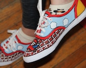 Hand Painted Mario Bros Sneakers Size 7.5 Geekery Video Game
