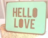 Hello Love Paper Cut Card and Map Envelope -- I Love You, Greeting, Kraft Paper, Recycled Map Envelope