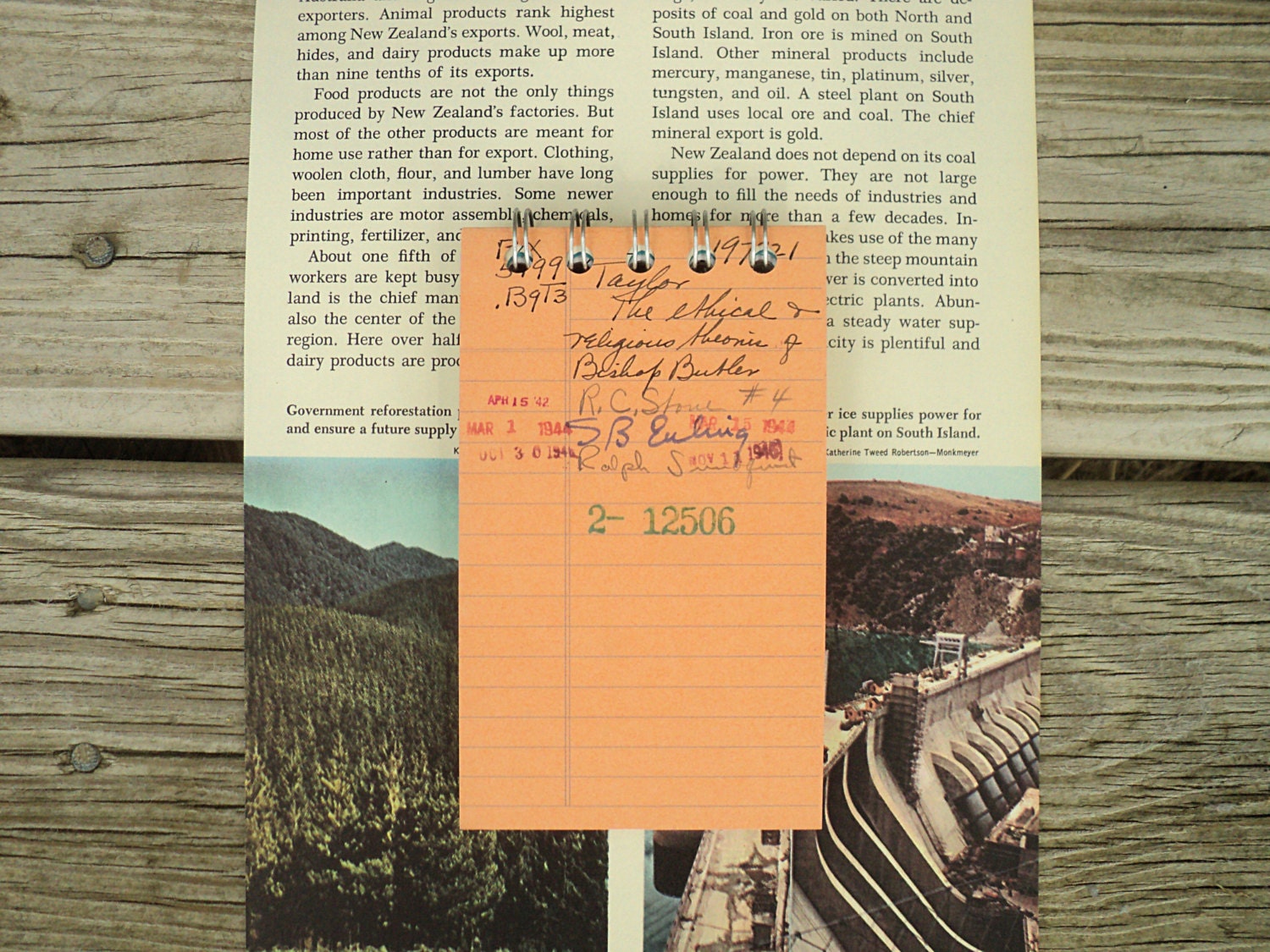 Vintage Library Card Notebook in Peach -- Teacher Gift, Librarian Gift, Reader Gift