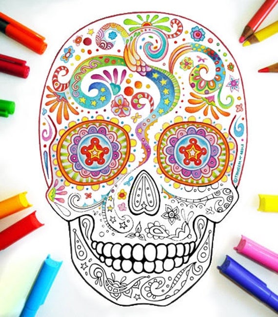 Sugar Skull Coloring Pages - 21 Printable PDF Blank Sugar Skull Designs to Print and Color