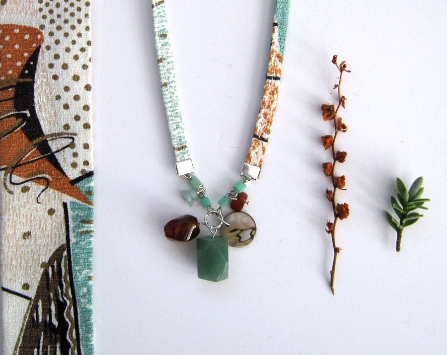 Necklace - Vintage Fabric Textile