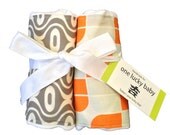 HIPSTER Burp Cloth Duo Mod Orange and Grey