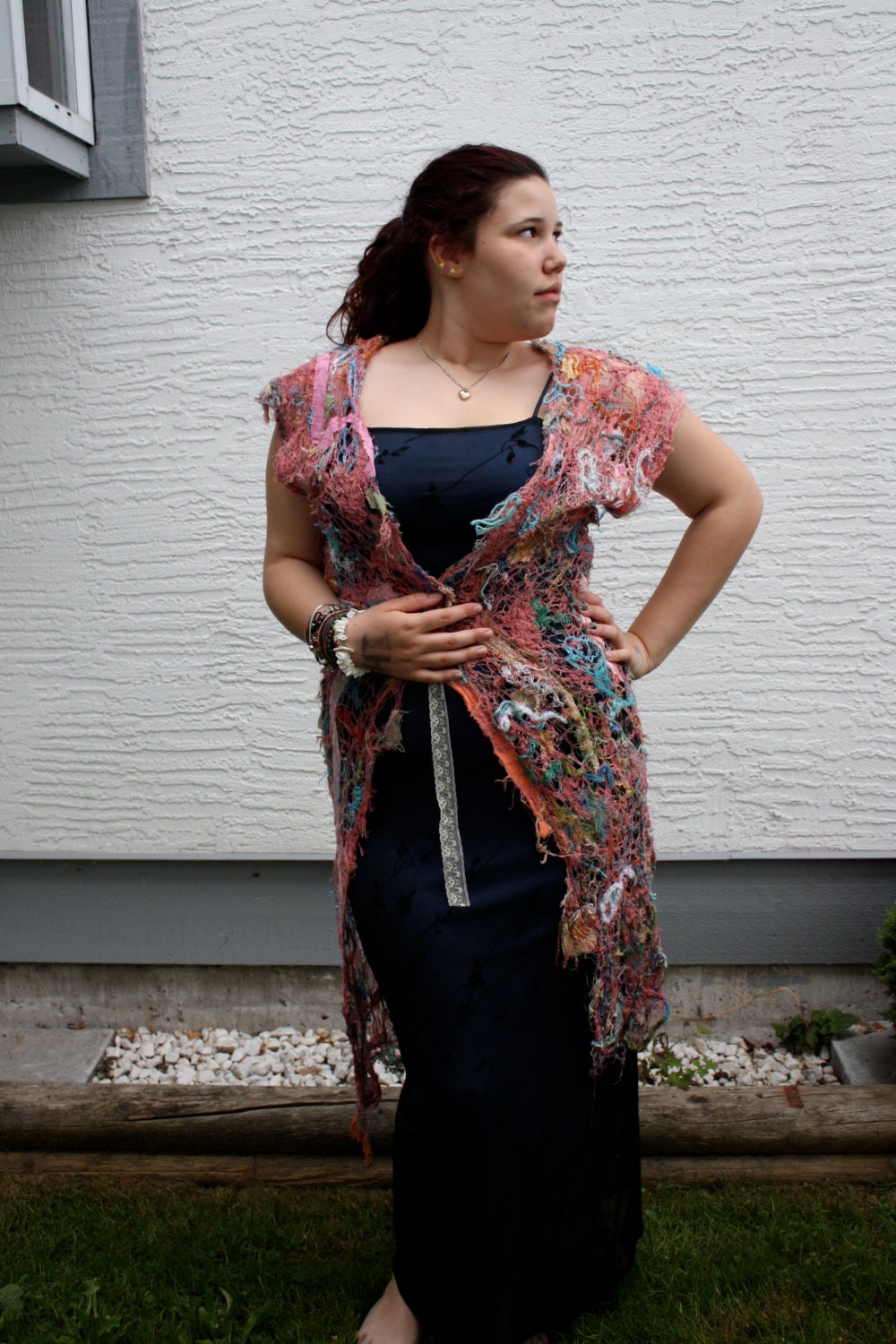 Fire Bird,an Eleganza Tunic Wrap Dress made on the sewing machine from Thrums