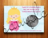 100 - Princess Birthday Party Scratch Off Cards - Personalized To You
