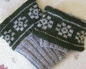 Hand Knit Green Boot Cuff Leg Warmer