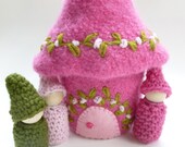 Felted Wool Gnome Home peg dolls