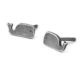Whale Stud Earrings with Dark Grey Finish