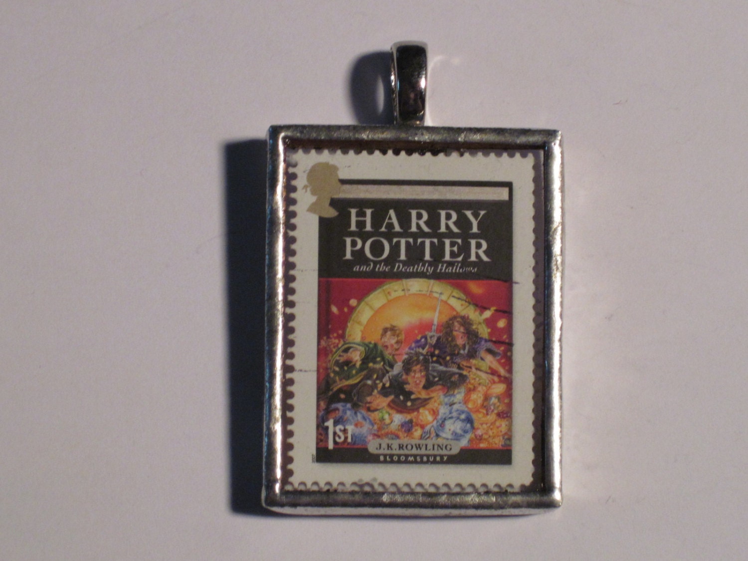 Postage Stamp Pendant - Harry Potter - Deathly Hallows - Book Seven