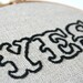 Hoop Art YES Hand Stitched Embroidered Black and Cream