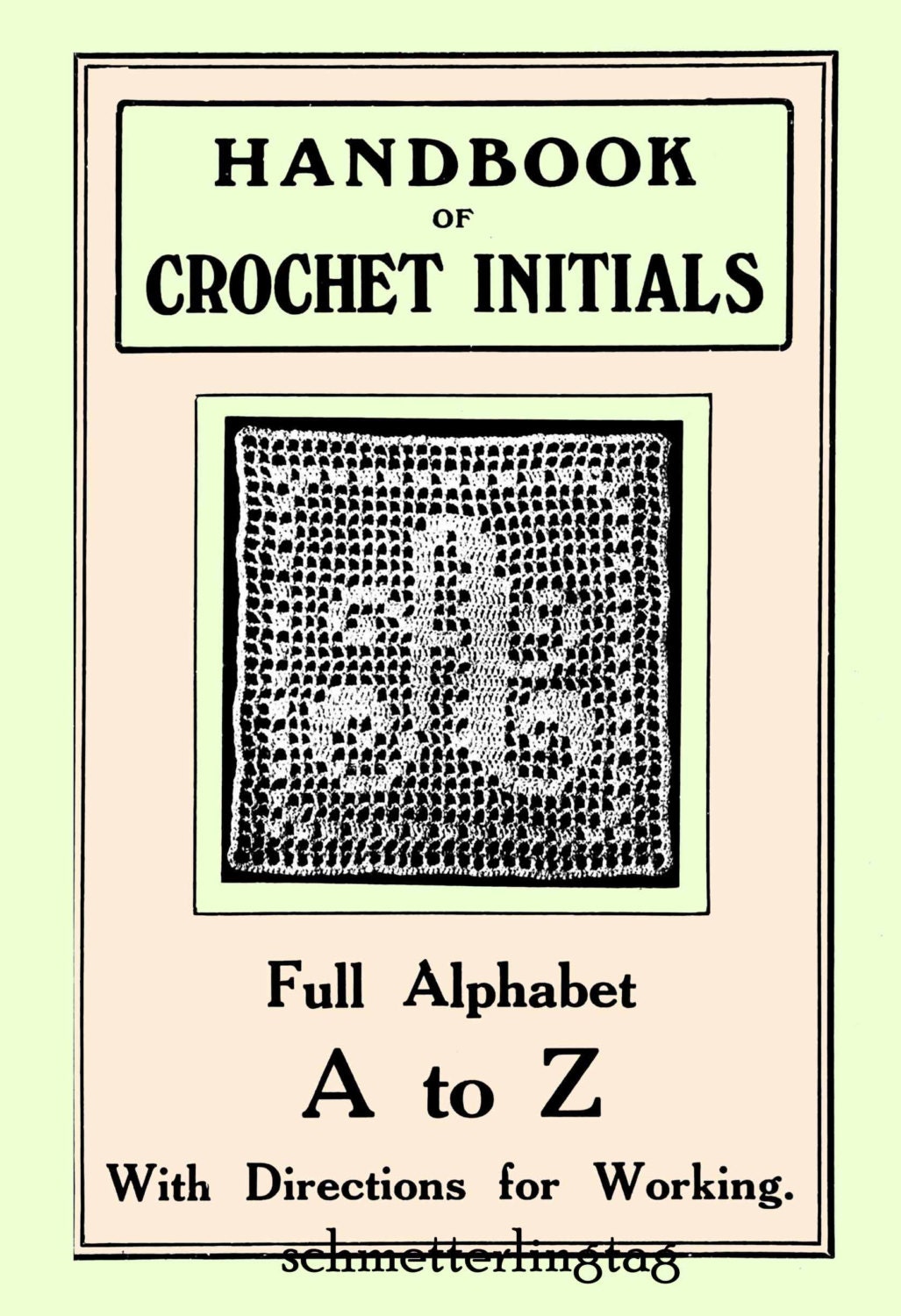 c1910 Victorian Filet Crochet Initials Pattern Book Full Alphabet Monograms DIY Clothing Linen Embelishments