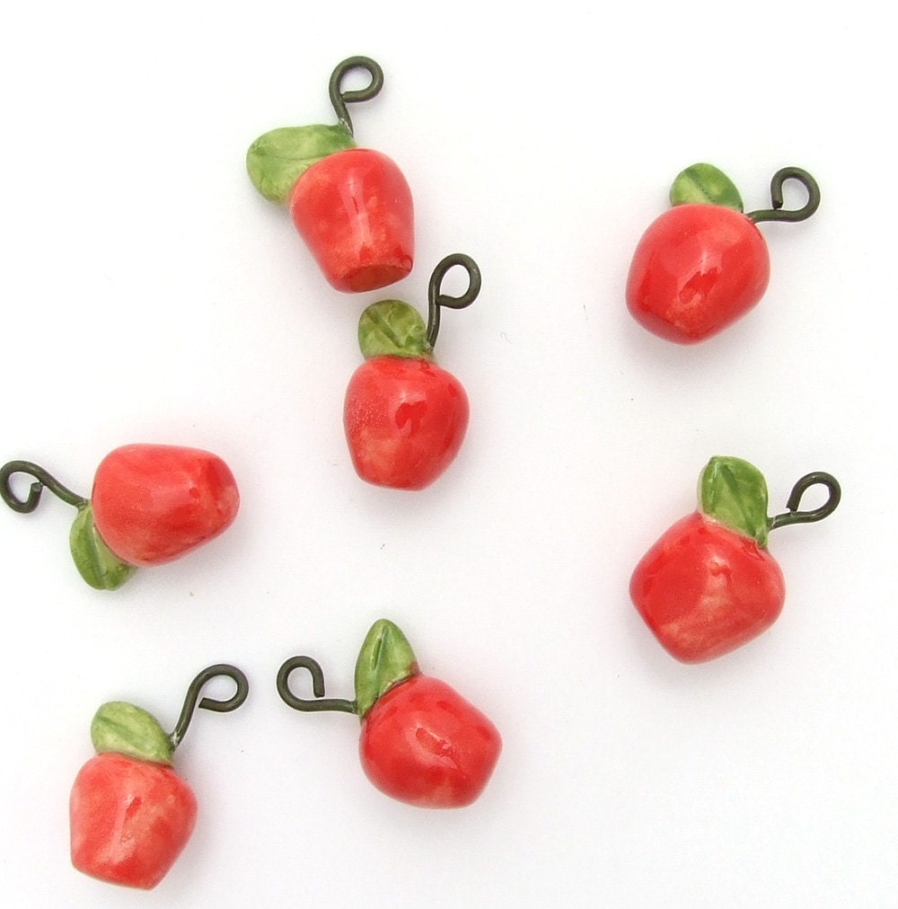Red Apple Charm Ceramic Handmade