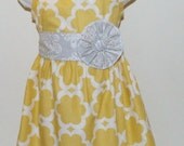 Ruffled Neck Party Dress for Babies, Toddlers and Girls DD Yellow with Flower Sash  Only 1 more available