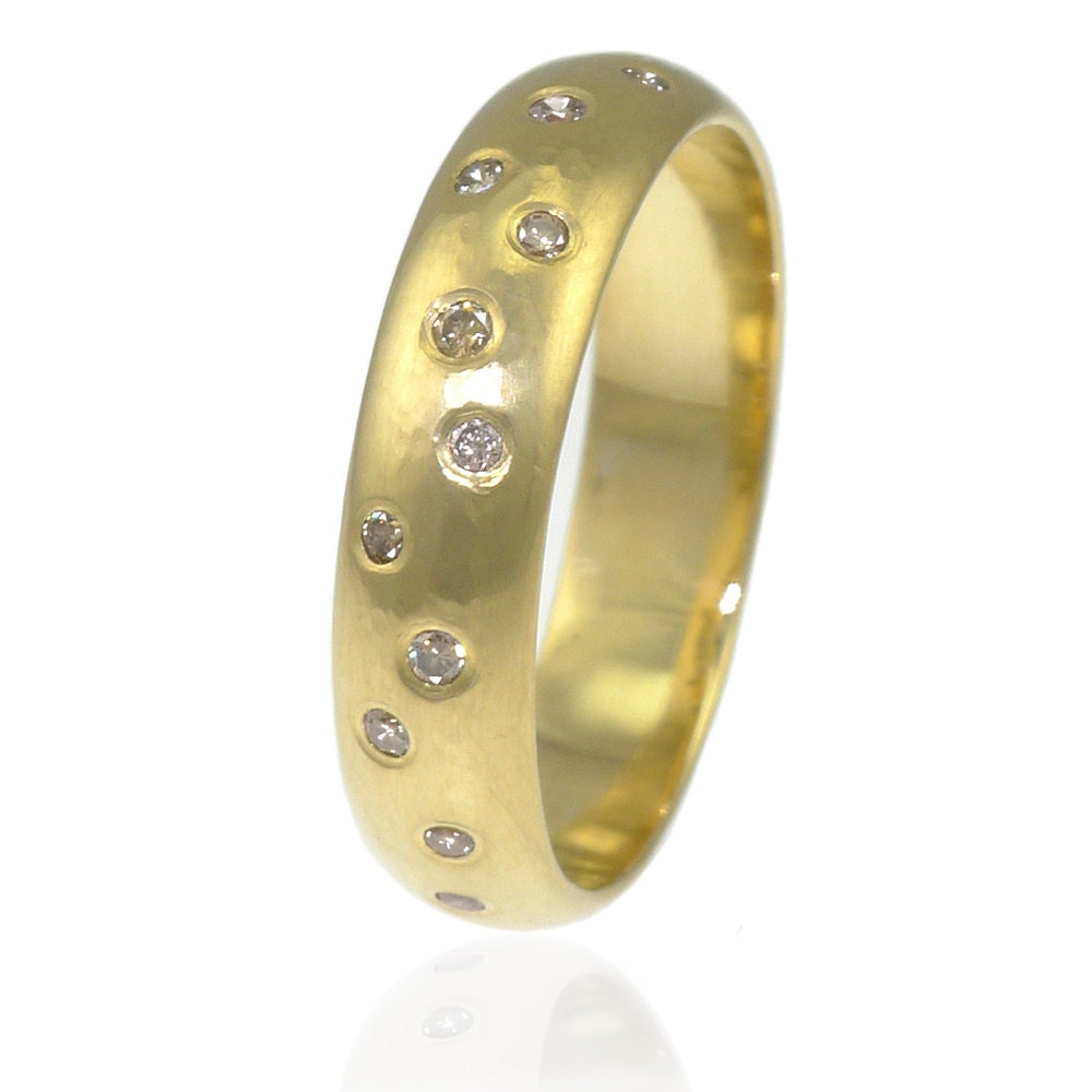 Rustic 18ct Gold Ring with Chocolate Diamonds
