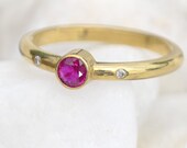 18k Gold Ruby Ring with Diamonds