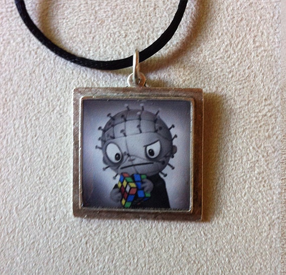 Handcrafted Art Pendant: Rubix Cube flusters Pinhead