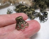 HUGE bead caps antiqued brass filagree 30 pieces layer