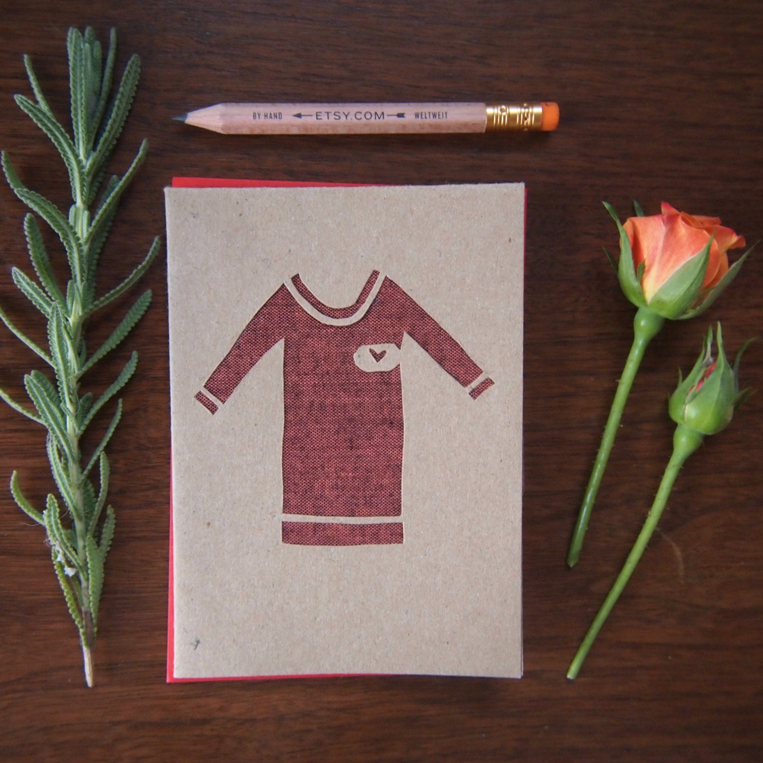 Papercut Card: Red Sweater
