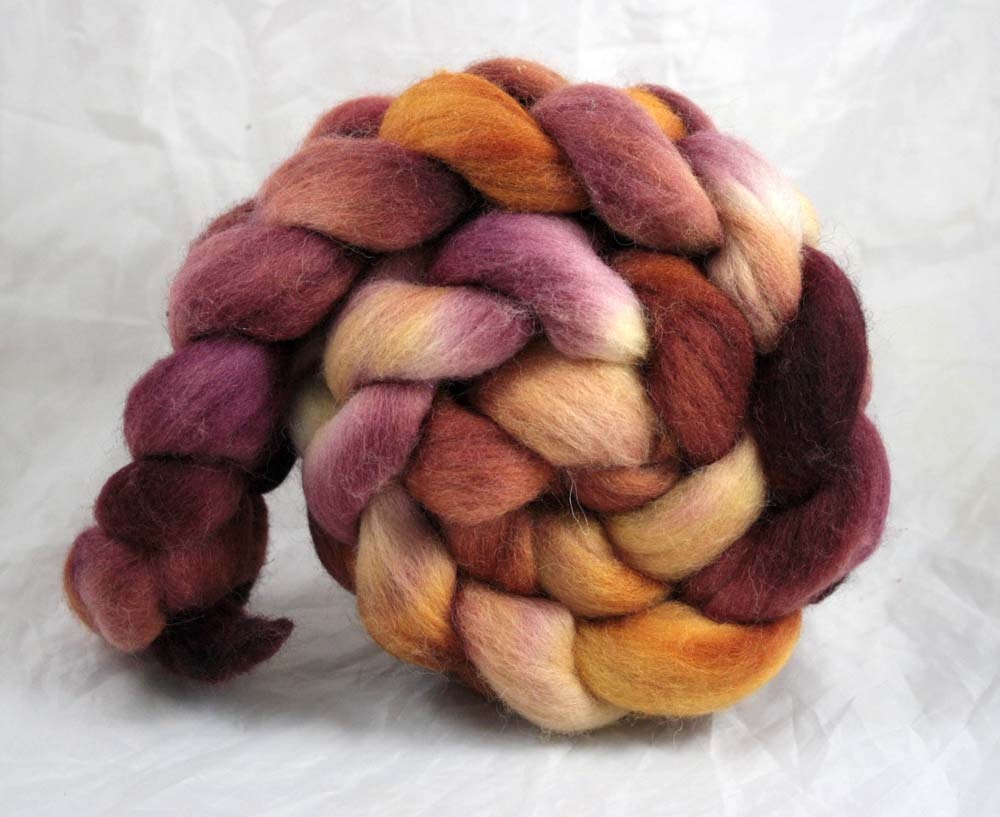 Hand Painted Corriedale Roving - Good Muffin 4oz  Free Shipping
