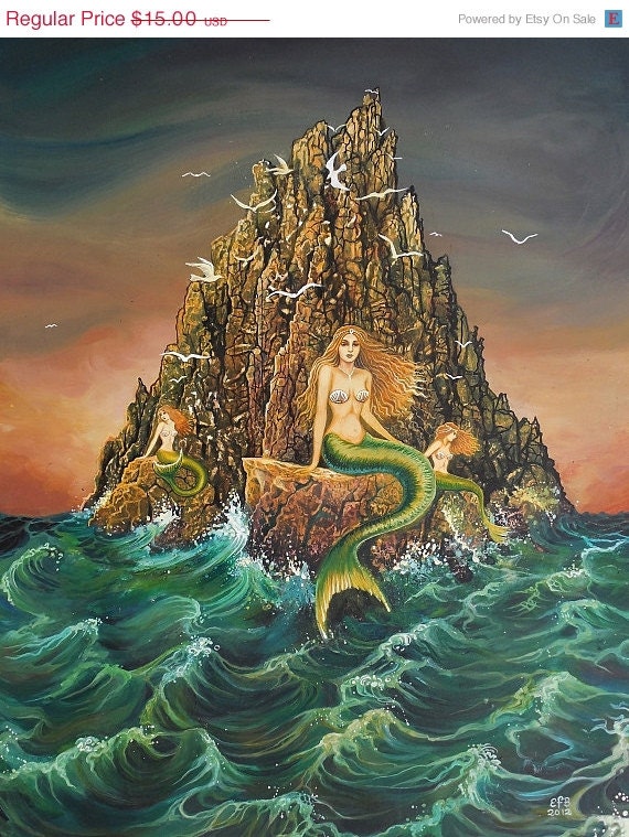 ON SALE The Mermaids Ocean Goddess Art 8x10 Fine Art Print