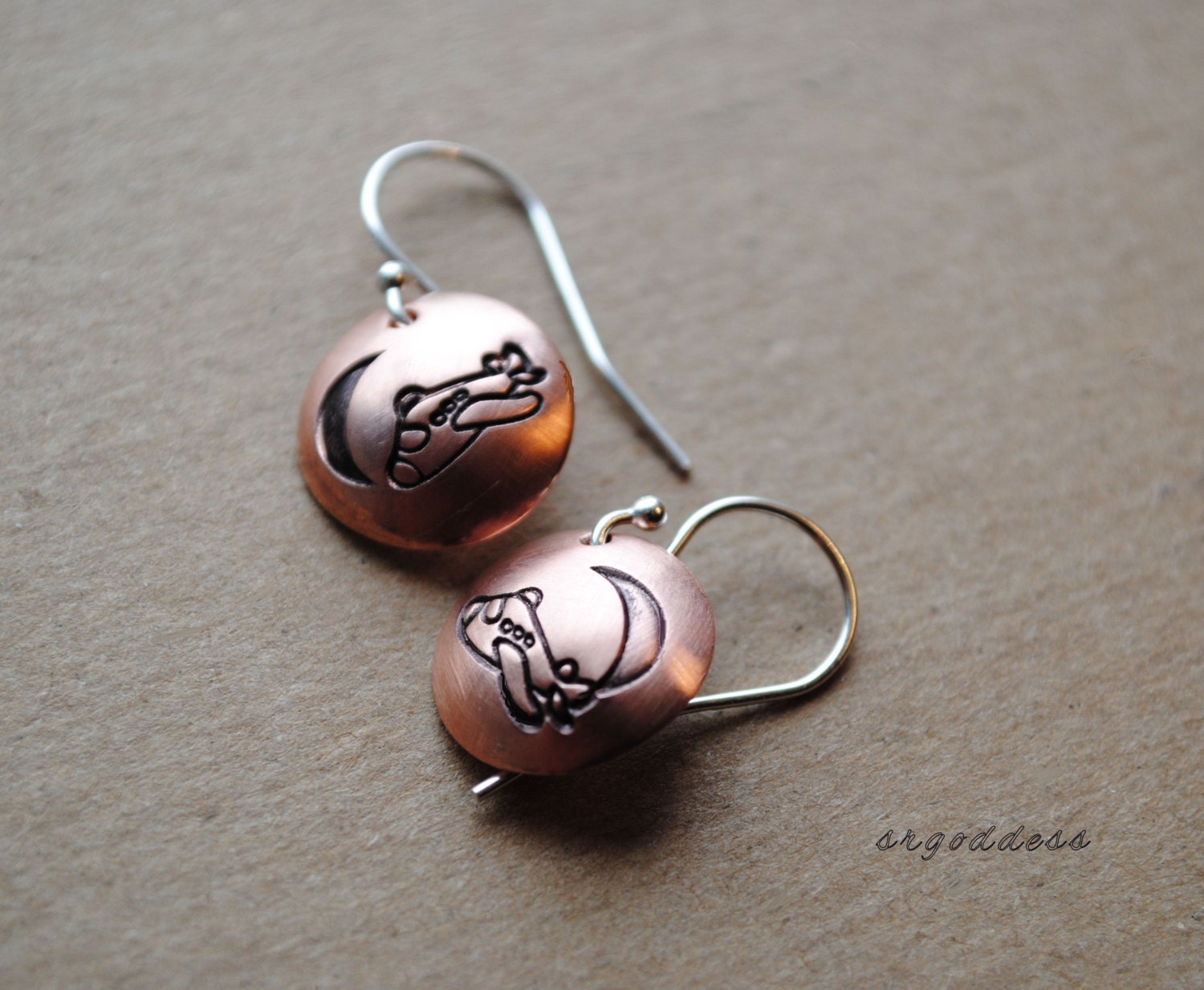 MOONLIGHT FLIGHT sterling silver and copper earrings by srgoddess