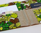 NEW Spring 2013 Stationery Clutch, Organizer for Travel Documents- Linen In Touch Clutch (tm) Brights Green Spring Vera's Garden