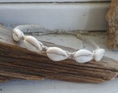 men's or unisex hemp bracelet with puka shells - adjustable