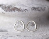 sterling silver triangle stud earrings, brushed finish, eco friendly