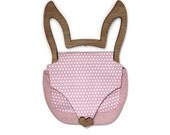 Rabbit Bag bunny ears - oak wooden handle clutch - Pink Polka dot
