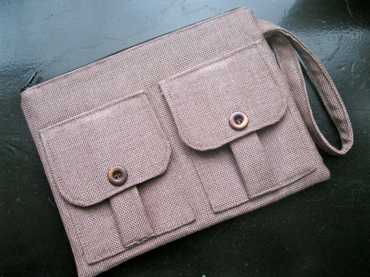 Wristlet Wallet - Bronze Linen Shimmer Wallet Wristlet